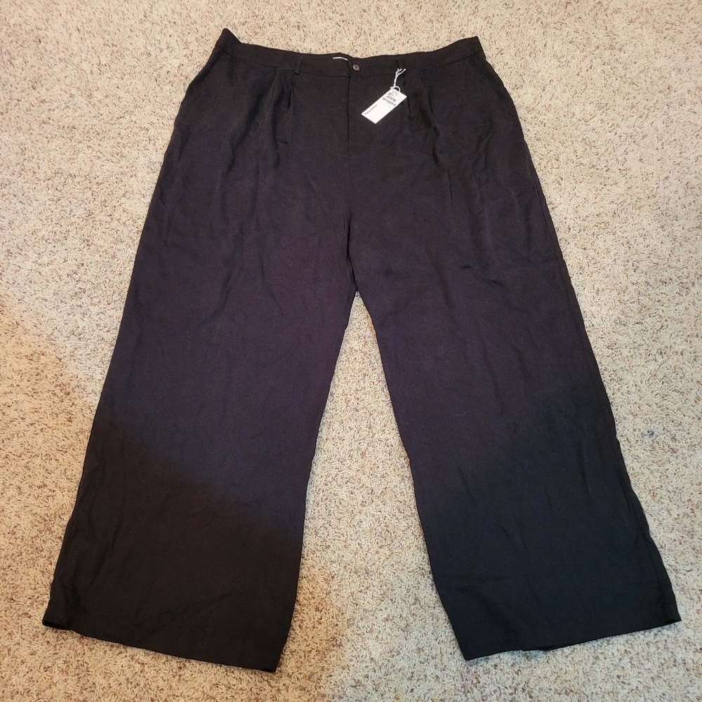 NWT Reformation Mason Pants Plus Size Black size 24 High Waist Wide Leg